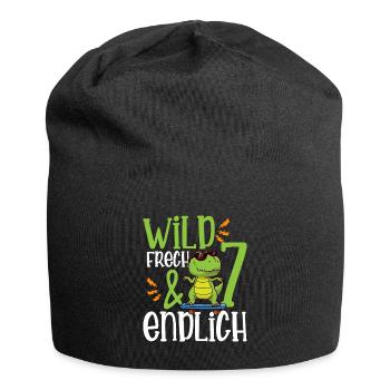 Wild Frech & endlich 7 siebter Geburtstag - Jersey-Beanie - Schwarz - Vorne