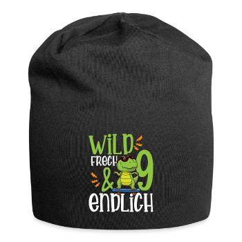 Wild Frech & endlich 9 neunter Geburtstag - Jersey-Beanie - Schwarz - Vorne