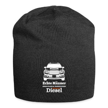Echte Männer Essen Fleisch Trinken Bier ... - Jersey-Beanie - Anthrazit - Vorne
