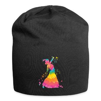 Flamenco woman with flamenco dress - Jersey Beanie - black - Front