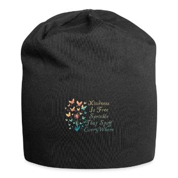 Freundlichkeit ist kostenlos, streuen Sie das Zeug überall - Jersey-Beanie - Schwarz - Vorne