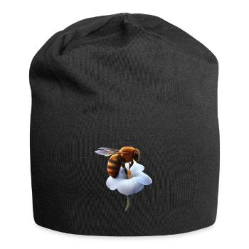 Biene auf Blume - Jersey-Beanie - Schwarz - Vorne