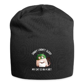 Obésité du gros chat - Bonnet en jersey - noir - Devant