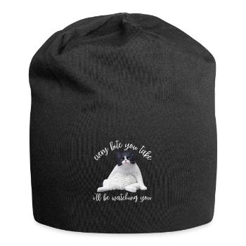 Obésité du gros chat - Bonnet en jersey - noir - Devant