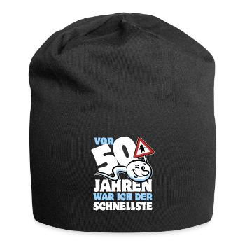 Vor 50 Jahren war ich der Schnellste - Geschenk - Jersey-Beanie - Schwarz - Vorne