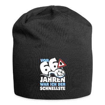 Vor 66 Jahren war ich der Schnellste - Geschenk - Jersey-Beanie - Schwarz - Vorne