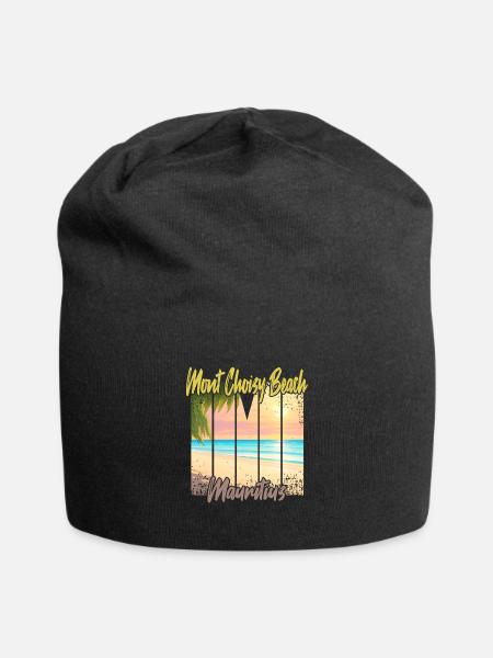 Coucher de soleil sur la plage de Mont Choisy - Bonnet en jersey - noir