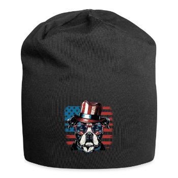 Patriotic Dog American Flag Patriot - Jersey Beanie - black - Front