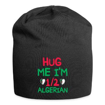 Algerischer Humor Ich bin halb Algerier - Jersey-Beanie - Schwarz - Vorne