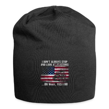 Ich bleibe nicht immer stehen und schaue mir Traktoren an - Jersey-Beanie - Schwarz - Vorne