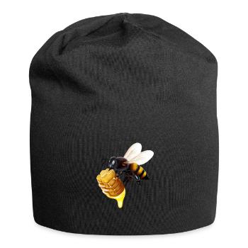 Abeille en nid d’abeille - Bonnet en jersey - noir - Devant