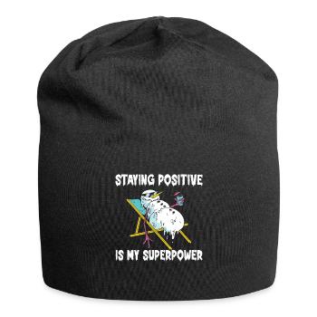 Positiv zu bleiben ist meine Superkraft - Jersey-Beanie - Schwarz - Vorne