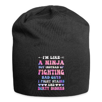 Comme une femme au foyer ninja - Bonnet en jersey - noir - Devant