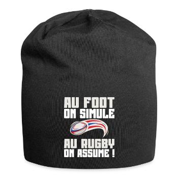 Au Rugby On Assume Humour Supporter De Rugby - Bonnet en jersey - noir - Devant