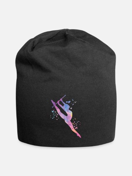 Gymnastin Mit Taktstock Rhythmische Sportgymnastik - Jersey-Beanie - Schwarz