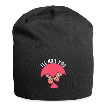 Ich Werde Dich Nageln Lustige Nailart Maniküre - Jersey-Beanie - Schwarz - Vorne