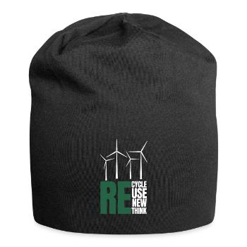 Recycle Réutiliser Renew Rethink Wind Turbine - Wind - Bonnet en jersey - noir - Devant