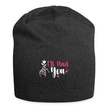 Ich Werde Dich Nageln Lustige Nailart Maniküre - Jersey-Beanie - Anthrazit - Vorne