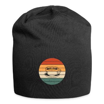 Tasse Cappuccino Rétro - Bonnet en jersey - noir - Devant