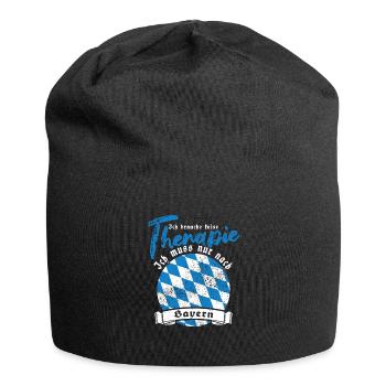 Ich brauche keine Therapie ich muss nach Bayern - Jersey-Beanie - Schwarz - Vorne