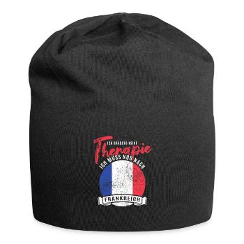 Ich brauch keine Therapie ich muss nach Frankreich - Jersey-Beanie - Schwarz - Vorne