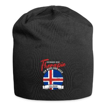 Ich brauche keine Therapie ich muss nach Island - Jersey-Beanie - Schwarz - Vorne