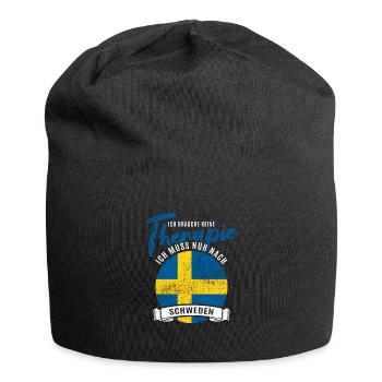 Ich brauche keine Therapie ich muss nach Schweden - Jersey-Beanie - Schwarz - Vorne