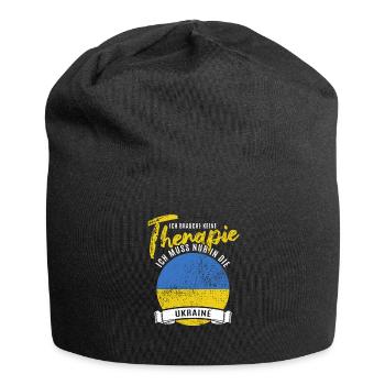 Ich brauche keine Therapie ich muss in die Ukraine - Jersey-Beanie - Schwarz - Vorne