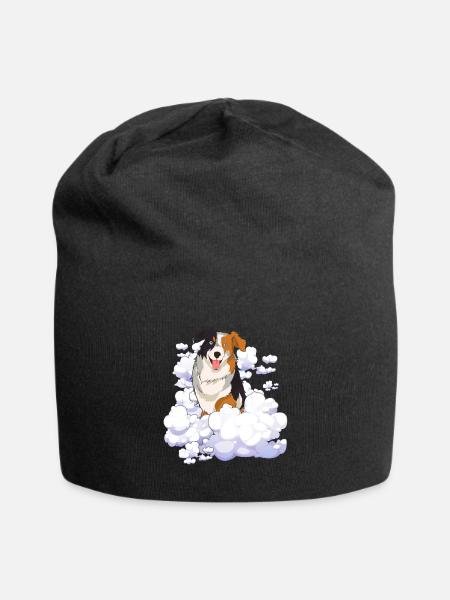 Wolken Hunde Geschenk Haustier Australian Shepherd - Jersey-Beanie - Schwarz