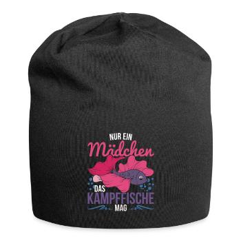 Tier Mädchen Geschenk Siamesischer Kampffisch - Jersey-Beanie - Schwarz - Vorne