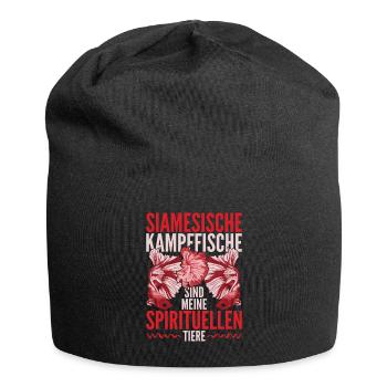 Tierliebhaber Lustiges Siamesischer Kampffisch - Jersey-Beanie - Schwarz - Vorne