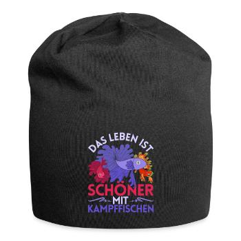 Meeresbewohner Geschenk Siamesischer Kampffisch - Jersey-Beanie - Schwarz - Vorne