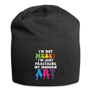 Ich bin kein chaotisches Gemälde mit moderner Kunst - Jersey-Beanie - Schwarz - Vorne
