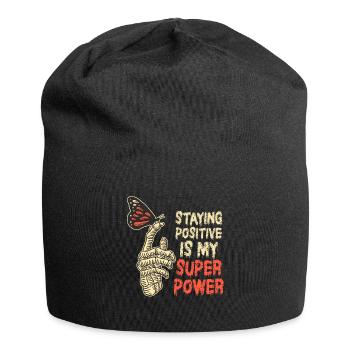 Positiv zu bleiben ist meine Superkraft - Jersey-Beanie - Schwarz - Vorne