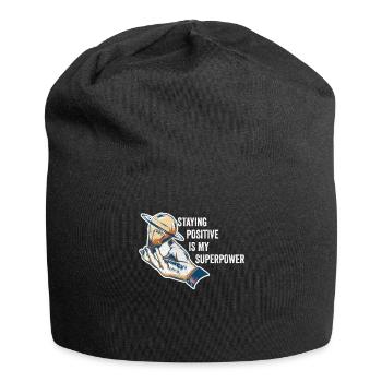 Positiv zu bleiben ist meine Superkraft - Jersey-Beanie - Schwarz - Vorne