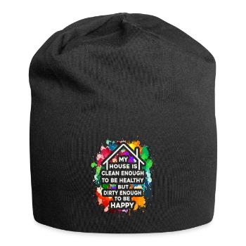 Ma maison est suffisamment propre pour être saine - Bonnet en jersey - noir - Devant