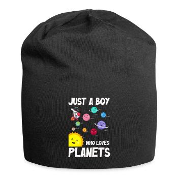 Juste un garçon qui aime les planètes du système solaire - Bonnet en jersey - noir - Devant