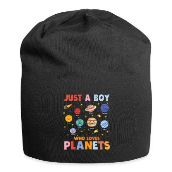 Nur ein Junge, der das Sonnensystem der Planeten liebt - Jersey-Beanie - Schwarz - Vorne