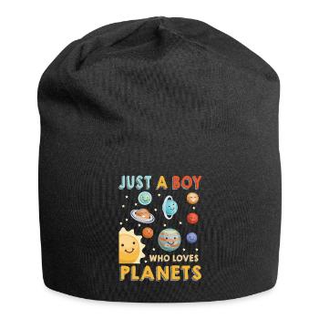 Nur ein Junge, der das Sonnensystem der Planeten liebt - Jersey-Beanie - Schwarz - Vorne
