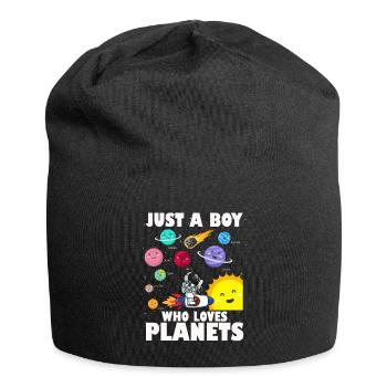 Nur ein Junge, der das Sonnensystem der Planeten liebt - Jersey-Beanie - Schwarz - Vorne