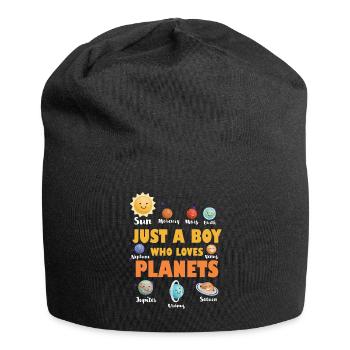 Nur ein Junge, der das Sonnensystem der Planeten liebt - Jersey-Beanie - Schwarz - Vorne
