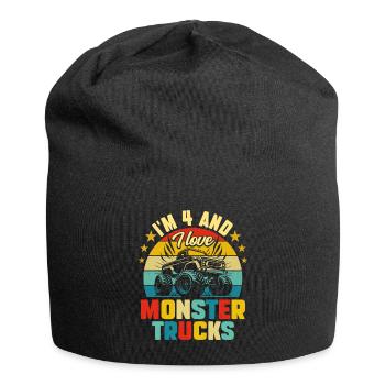 Monster Truck Car 4 Years Anniversary - Jersey Beanie - black - Front
