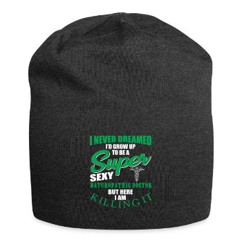 Funny quote from a naturopathic doctor - Jersey Beanie - charcoal grey - Front