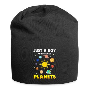 Nur ein Junge, der das Sonnensystem der Planeten liebt - Jersey-Beanie - Schwarz - Vorne