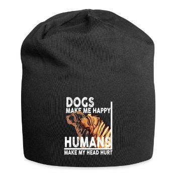 Dogs Make Me Happy Human Make My Head Hurt Doglove - Jersey Beanie - black - Front