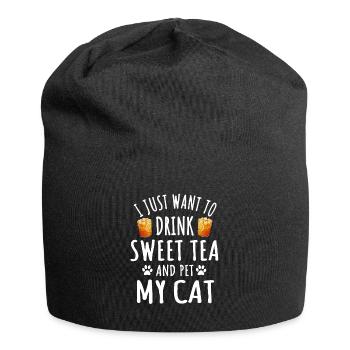 Thé sucré et chats - Bonnet en jersey - noir - Devant