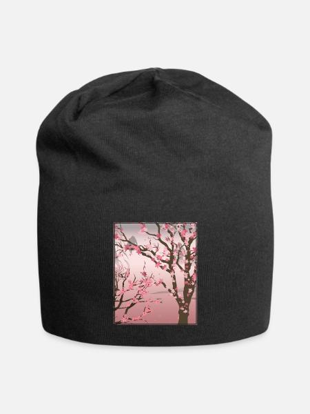 Japanese Sakura Gift Idea Japan Cherry Blossoms - Jersey Beanie - black