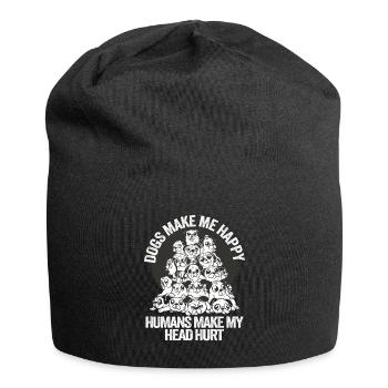 Dogs Make Me Happy Human Make My Head Hurt Doglove - Jersey Beanie - black - Front