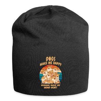 Les chiens me rendent heureux humain me font mal à la tête Doglove - Bonnet en jersey - noir - Devant