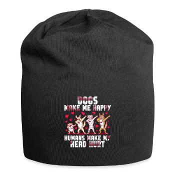Dogs Make Me Happy Human Make My Head Hurt Doglove - Jersey Beanie - black - Front